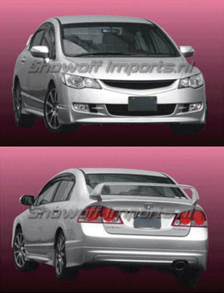 HONDA CIVIC 4D/HYBRID 05+ MUGEN LOOK ABS SIDESKIRTS [SIX] - 3