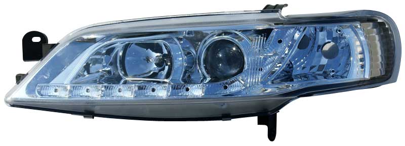 OPEL VECTRA B 99-02 R8 STIL LED STRÅLKASTARE KROMADE V1