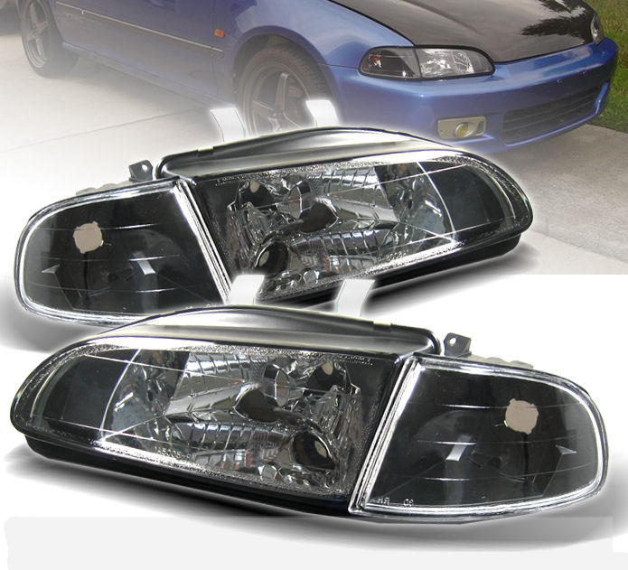 HONDA CIVIC 92-95 2/3D SVARTA STRÅLKASTARE + SVARTA BLINKERS