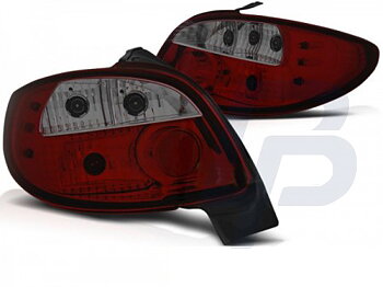 TAILLIGHTS PEUGEOT 206 10.98- RED SMOKE
