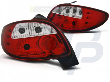 TAILLIGHTS PEUGEOT 206 10.98- RED WHITE