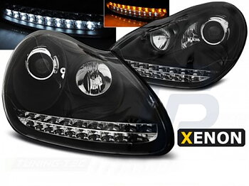 HEADLIGHTS PORSCHE CAYENNE 02-06 DAYLIGHT BLACK HID XENON