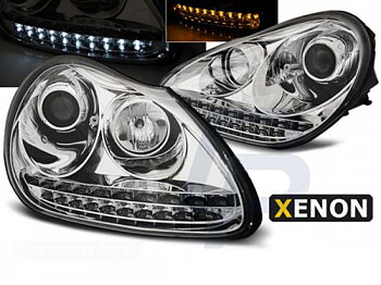 HEADLIGHTS PORSCHE CAYENNE 02-06 DAYLIGHT CHROME HID XENON