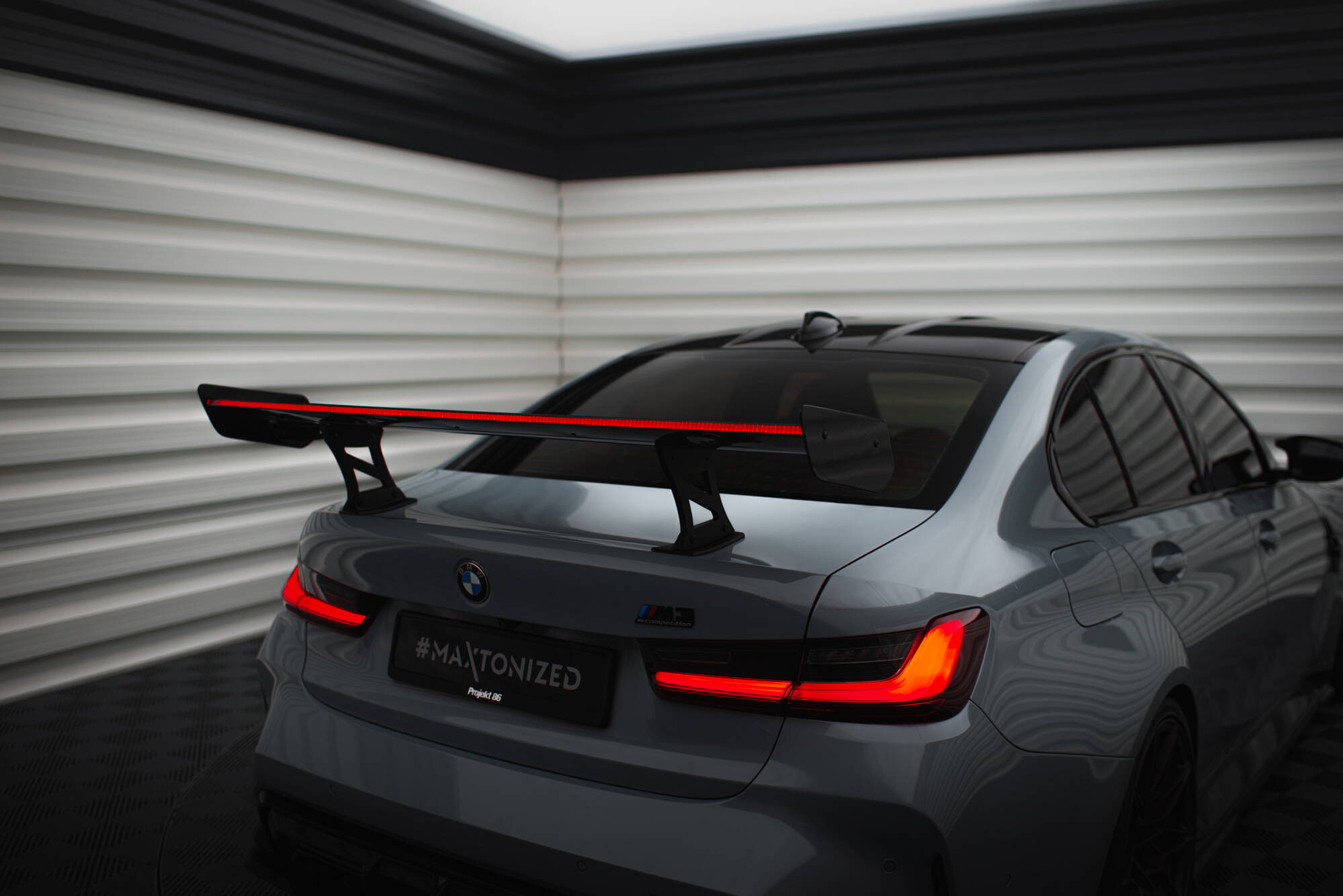 CARBON SPOILER WITH INTERNAL BRACKETS UPRIGHTS + LED SUITABLE FOR BMW M3 G80 / M340I G20 / 3 M-PACK G20 / 3 STANDARD G20 – MAXTON DESIGN