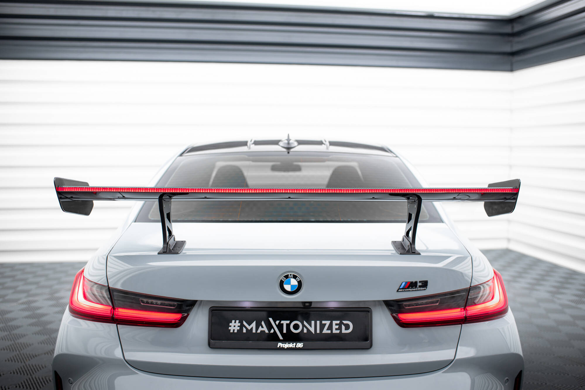 CARBON SPOILER WITH INTERNAL BRACKETS UPRIGHTS + LED SUITABLE FOR BMW M3 G80 / M340I G20 / 3 M-PACK G20 / 3 STANDARD G20 – MAXTON DESIGN - 5