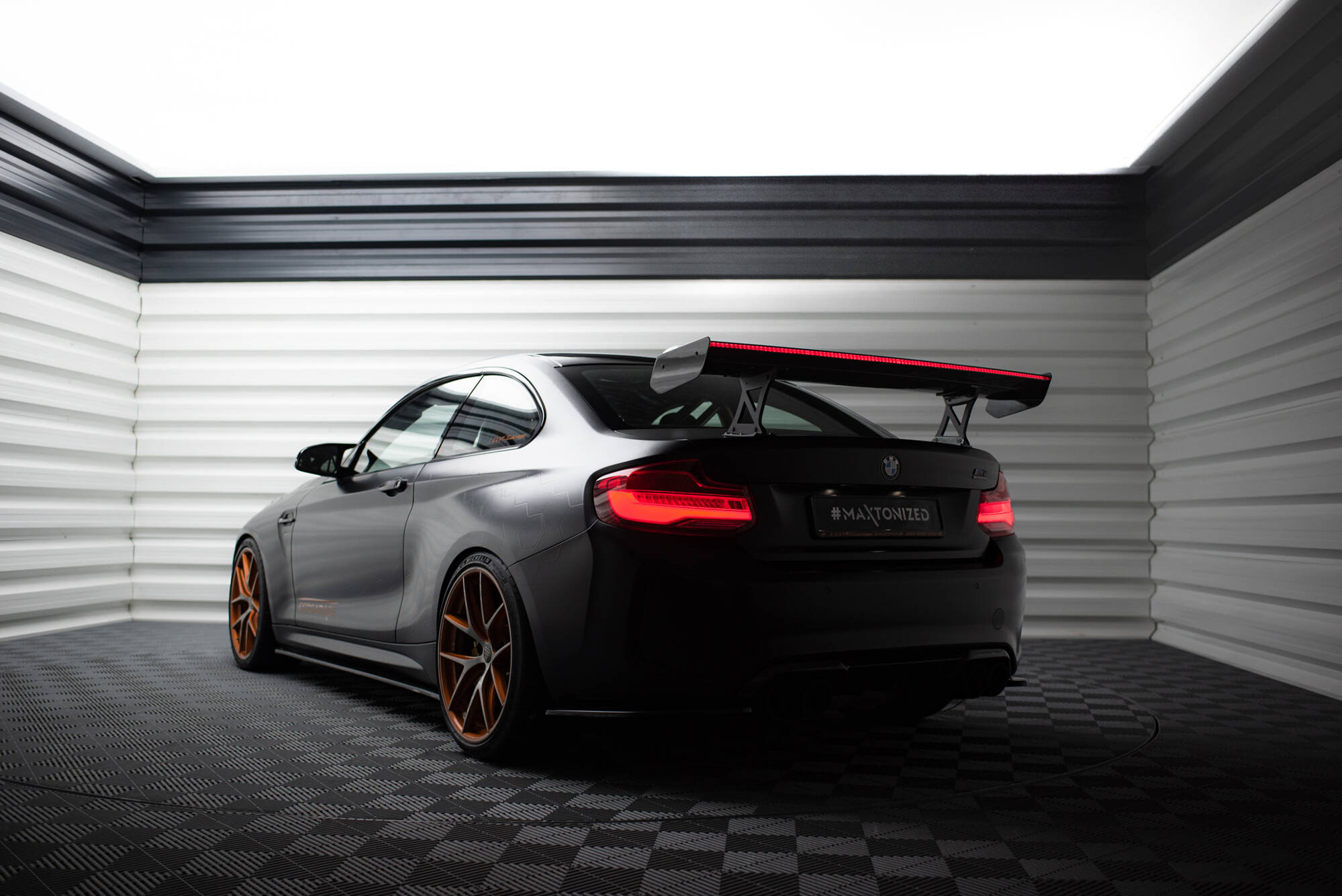 CARBON SPOILER WITH INTERNAL BRACKETS UPRIGHTS + LED SUITABLE FOR BMW M2 F87 / 2 / 2 M-PACK F22 – MAXTON DESIGN - 2