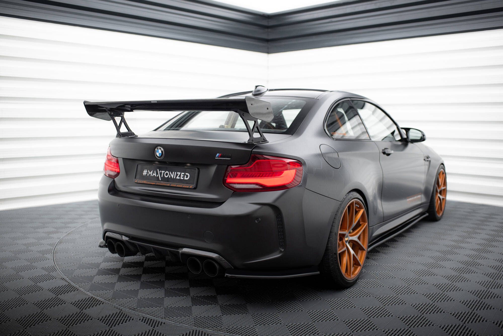 CARBON SPOILER WITH EXTERNAL BRACKETS UPRIGHTS SUITABLE FOR BMW M2 F87 / 2 / 2 M-PACK F22 – MAXTON DESIGN