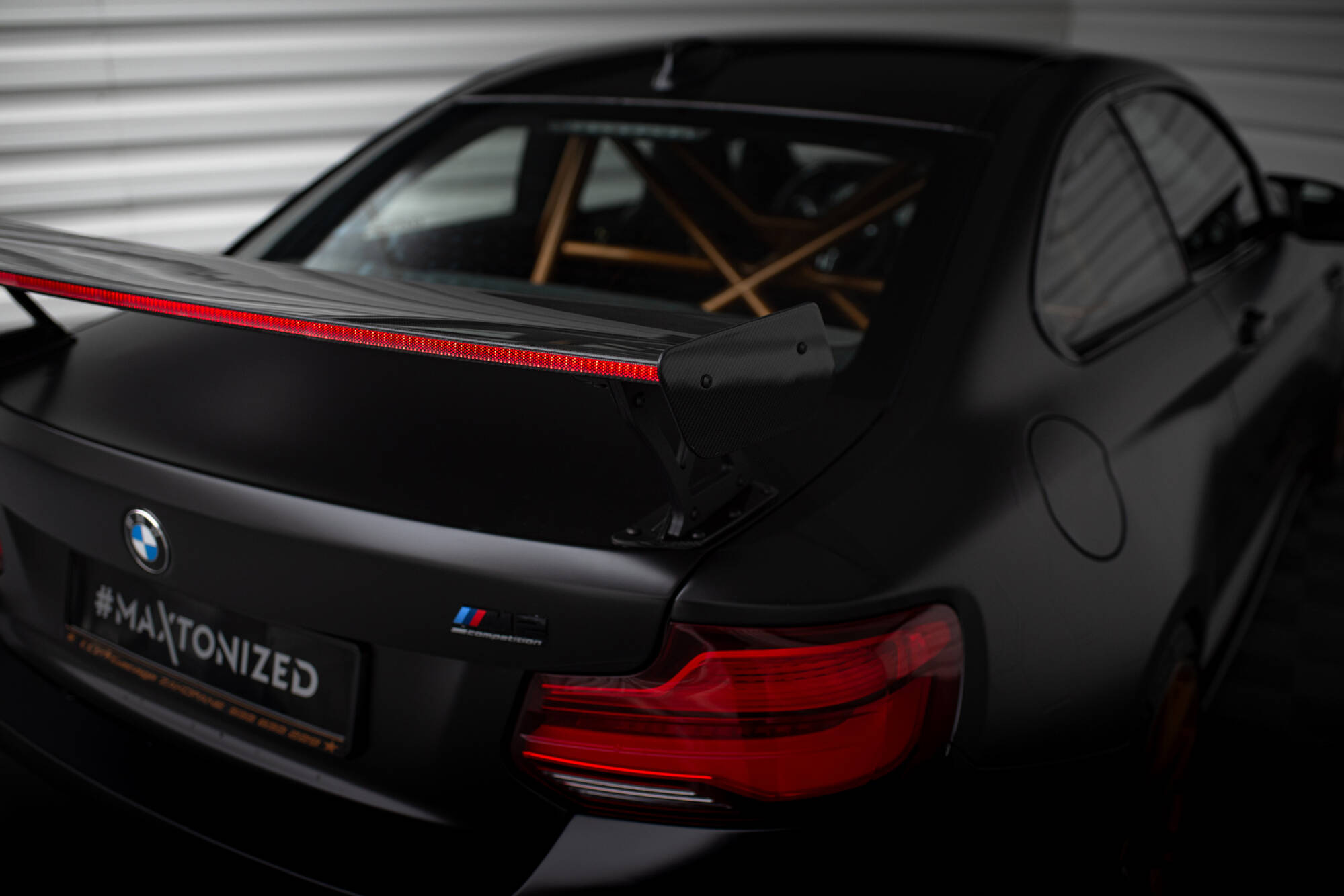 CARBON SPOILER WITH EXTERNAL BRACKETS UPRIGHTS + LED SUITABLE FOR BMW M2 F87 / 2 / 2 M-PACK F22 – MAXTON DESIGN