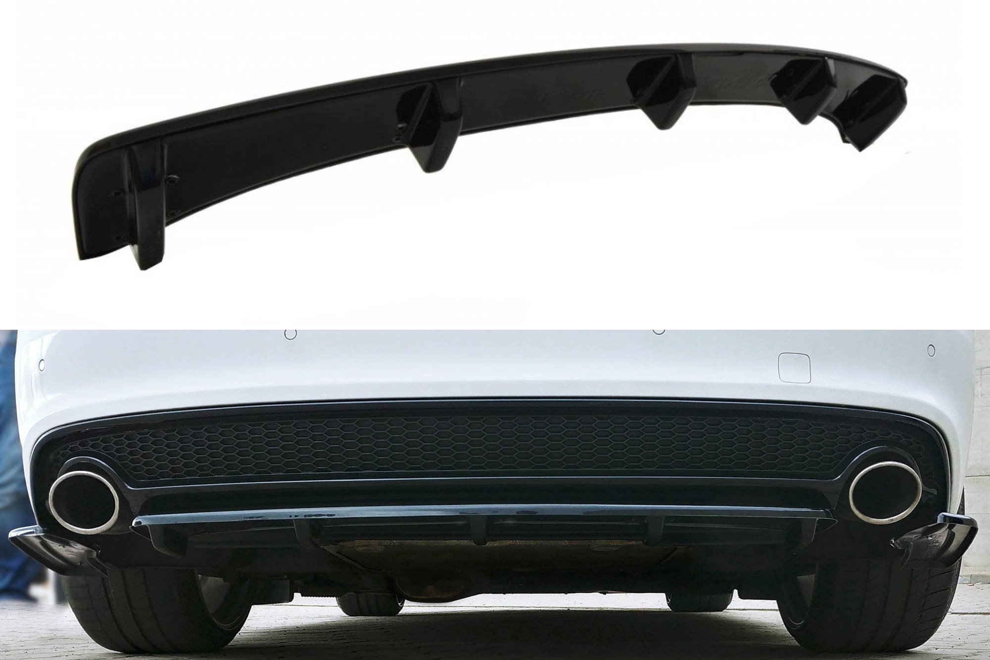 Central Rear Splitter (Vertical Bars) Audi A5 S-line 8T FL Coupe / Sportback (2011-2016)