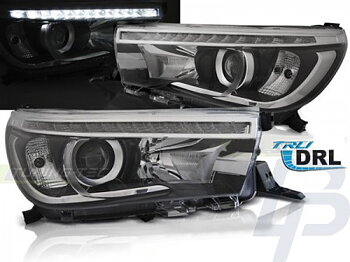 TOYOTA HILUX 16-  LED PROJECTOR TRUE DRL SVARTA STRÅLKASTARE