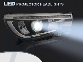 TOYOTA HILUX 16-  LED PROJECTOR TRUE DRL SVARTA STRÅLKASTARE