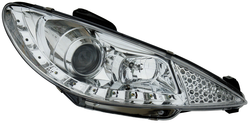 PEUGEOT 206 99-02 R8 STIL LED STRÅLKASTARE KROM V2