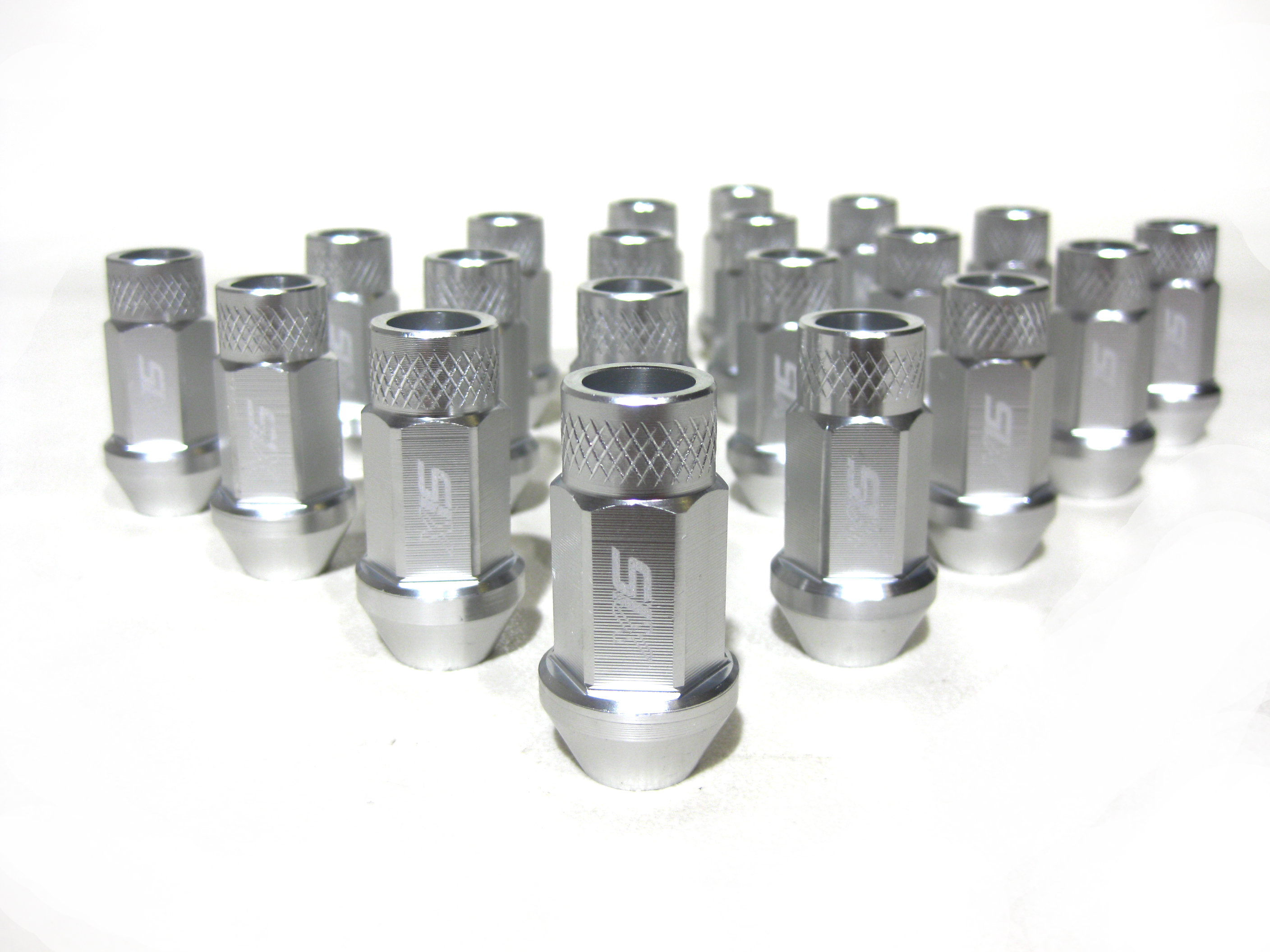 20X SIX LIGHTWEIGHT ALUMINIUM LUG NUTS 50MM 12X1.25 SILVER