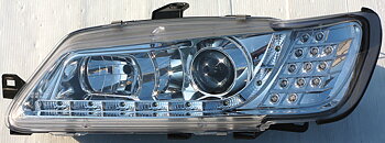 PEUGEOT 306 93-96 R8 STYLE LED HEADLIGHTS CHROME V1