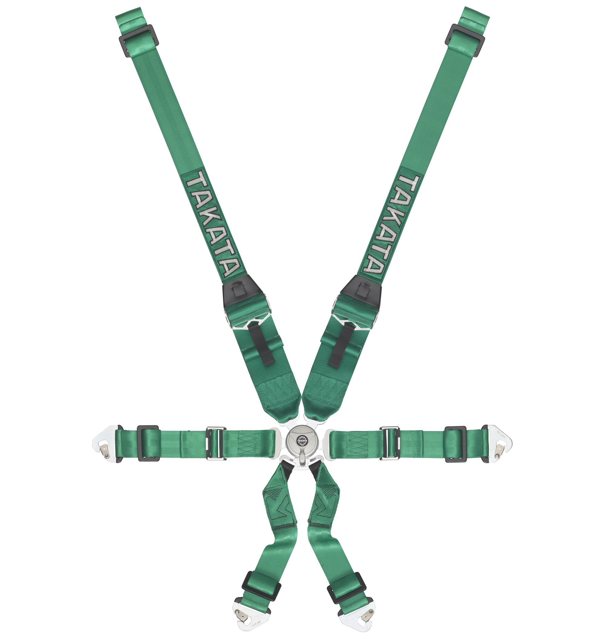 TAKATA RACING HARNESS RACE 6-POINT GREEN SNAP-ON HANS