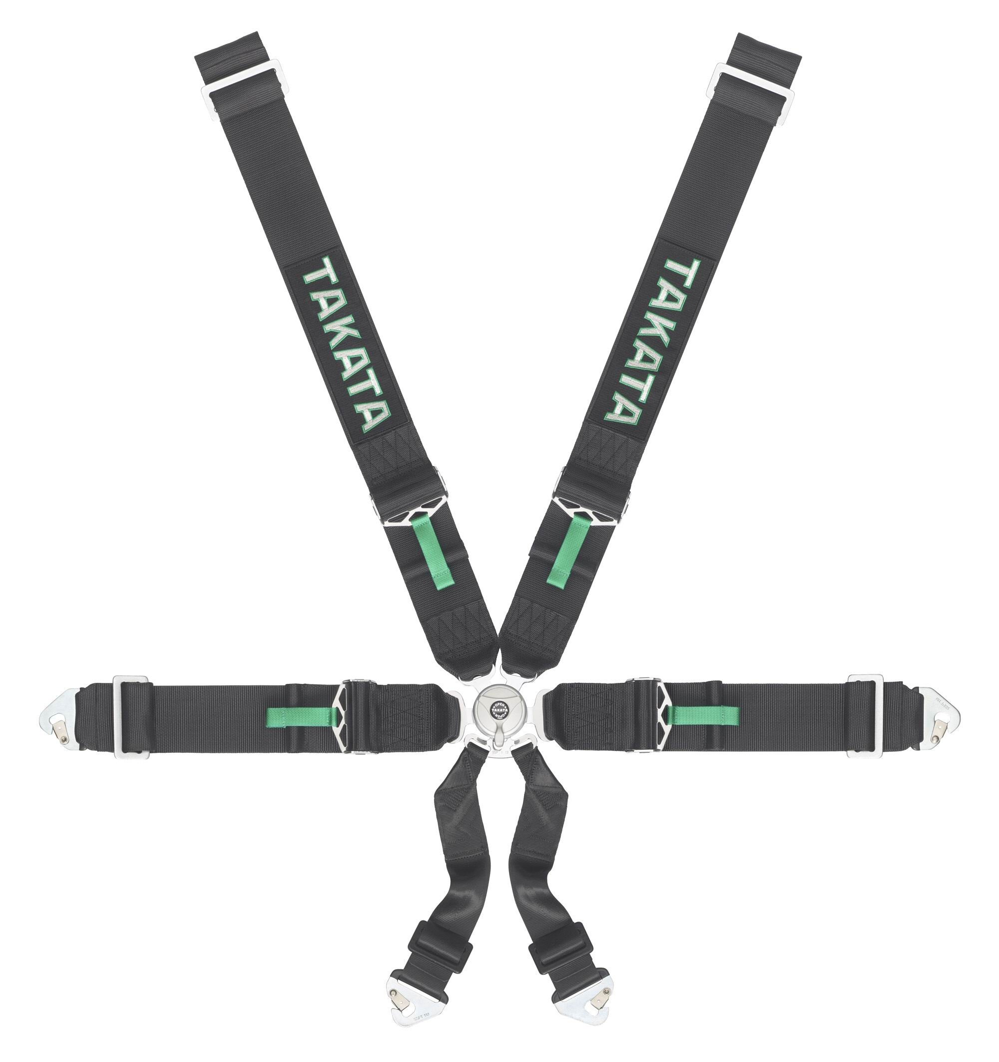 TAKATA RACING HARNESS RACE SFI 6-POINT BLACK SNAP-ON