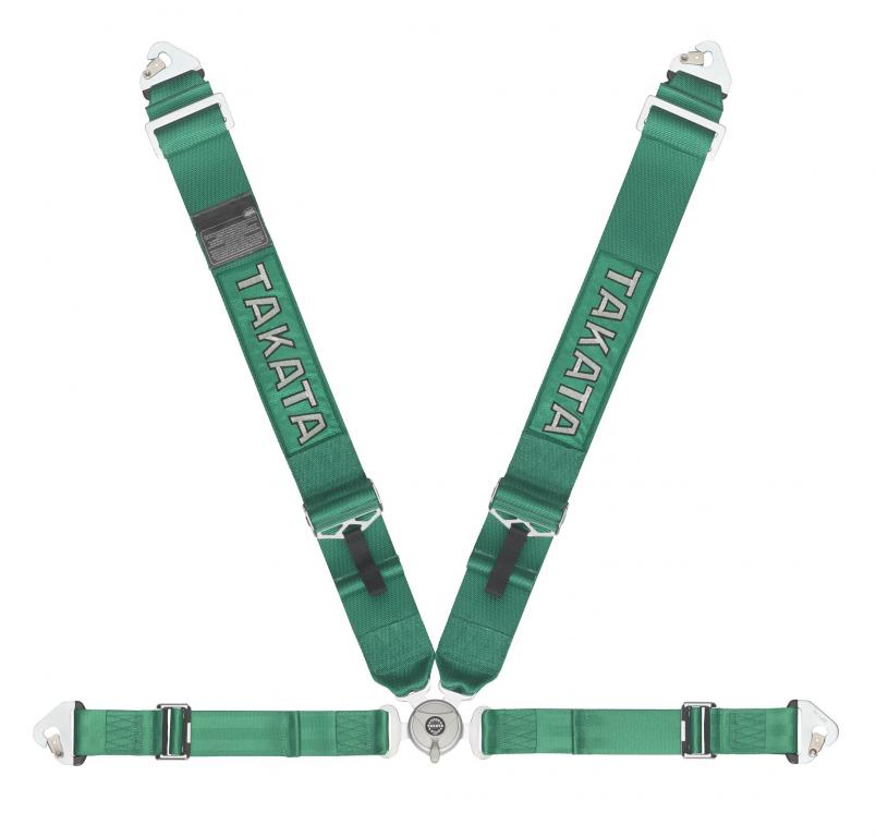 TAKATA RACING HARNESS RACE 4-POINT GREEN SNAP-ON