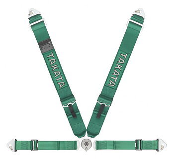 TAKATA RACING HARNESS RACE 4-POINT GREEN SNAP-ON