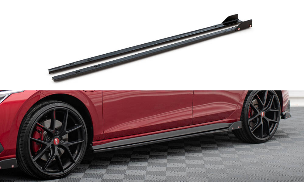 Side Skirts Diffusers V.2 + Flaps Volkswagen Golf GTI / GTE / GTI Clubsport / R-Line Mk8