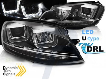 VW GOLF 7 11.12-17  U-TYPE SVARTA DRL SEQ STRÅLKASTARE