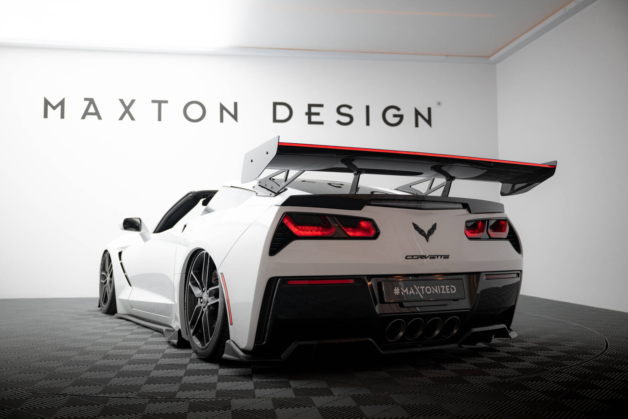 CARBON SPOILER WITH UPPER SWAN MOUNTING + LED SUITABLE FOR CHEVROLET CORVETTE STINGRAY / GRAND SPORT C7 – MAXTON DESIGN - 3