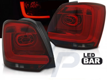 LED TAILLIGHTS VW POLO 09-13 RED SMOKE LED BAR