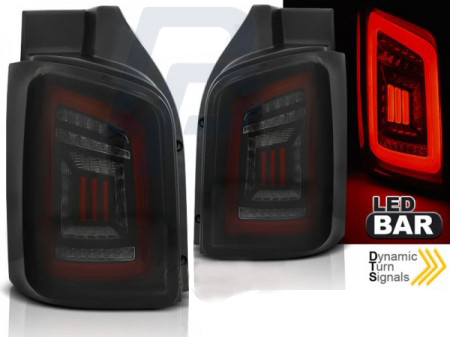 LED TAILLIGHTS VW T5 04.03-09 / 10-15 SMOKE BLACK RED LED TRANSPORTER