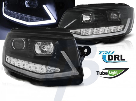 HEADLIGHTS VW T6 15- BLACK TUBE LIGHT LED DRL