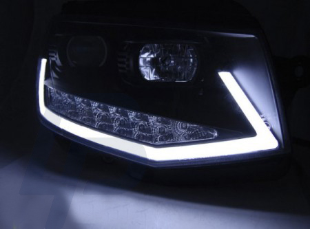 HEADLIGHTS VW T6 15- BLACK TUBE LIGHT LED DRL - 2