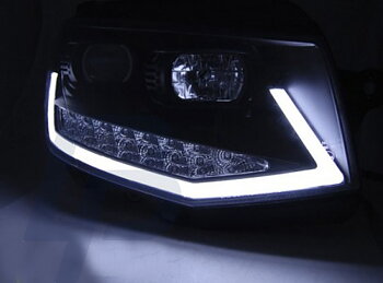 HEADLIGHTS VW T6 15- BLACK TUBE LIGHT LED DRL