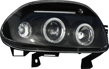 RENAULT CLIO II 98-01 ANGEL EYE HEADLIGHTS BLACK V1