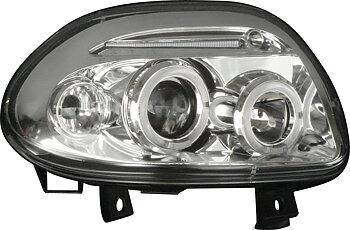 RENAULT CLIO II 98-01 ANGEL EYE HEADLIGHTS CHROME V1