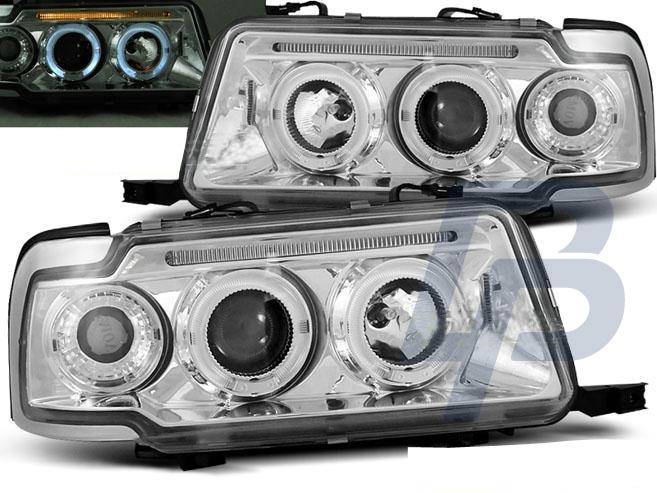 HEADLIGHTS AUDI 80 B4 09.91-04.96 ANGEL EYES CHROME - 2