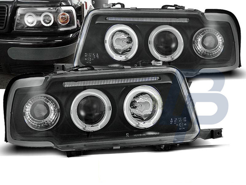 HEADLIGHTS AUDI 80 B4 09.91-04.96 ANGEL EYES BLACK - 4
