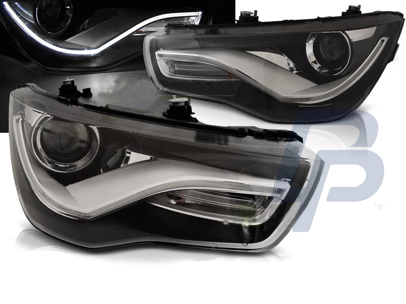 HEADLIGHTS AUDI A1 04.10-12.14 BLACK TRU DRL - 4