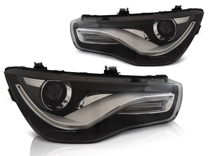 HEADLIGHTS AUDI A1 04.10-12.14 BLACK TRU DRL