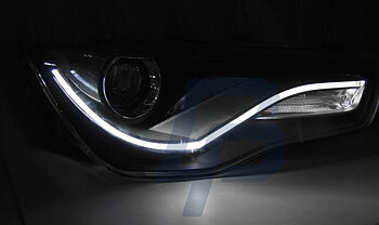HEADLIGHTS AUDI A1 04.10-12.14 BLACK TRU DRL