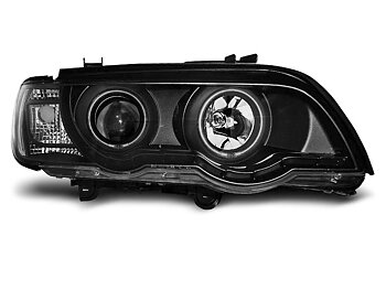 HEADLIGHTS BMW X5 E53 09.99-10.03 ANGEL EYES BLACK