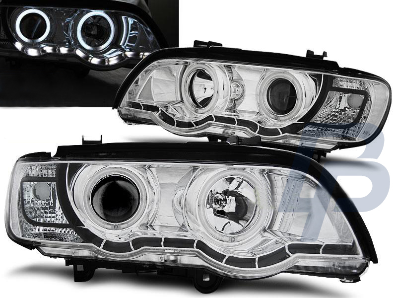 STRÅLKASTARE BMW X5 E53 09.99-10.03 ANGEL EYES KROMADE - 3