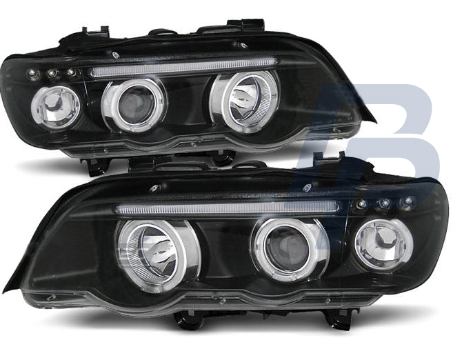 STRÅLKASTARE BMW X5 E53 09.99-10.03 ANGEL EYES SVARTA - 2