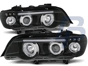 HEADLIGHTS BMW X5 E53 09.99-10.03 ANGEL EYES BLACK