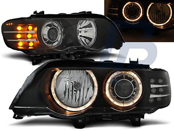 HEADLIGHTS BMW X5 E53 09.99-10.03 ANGEL EYES BLACK LED INDICATOR XENON