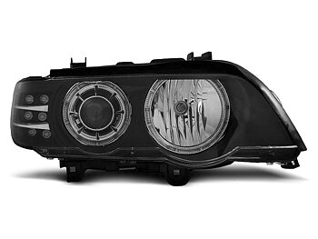 HEADLIGHTS BMW X5 E53 09.99-10.03 ANGEL EYES BLACK LED INDICATOR XENON