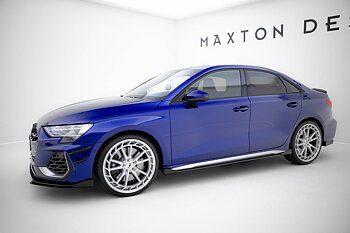 STREET PRO SIDE SKIRTS DIFFUSERS V.2 + FLAPS SUITABLE FOR AUDI A3 S-LINE SEDAN / S3 SEDAN 8Y / 8Y FACELIFT – MAXTON DESIGN