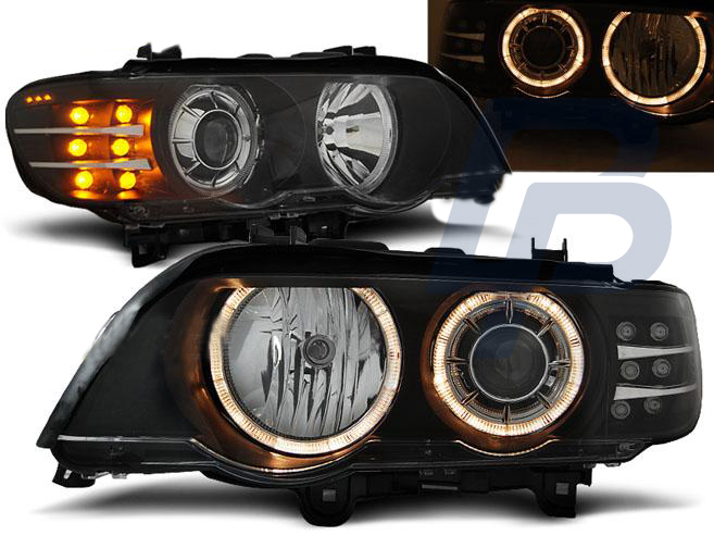 HEADLIGHTS BMW X5 E53 09.99-10.03 ANGEL EYES BLACK LED INDICATOR - 2