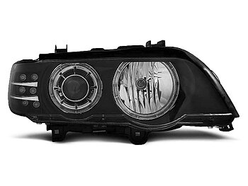 HEADLIGHTS BMW X5 E53 09.99-10.03 ANGEL EYES BLACK LED INDICATOR