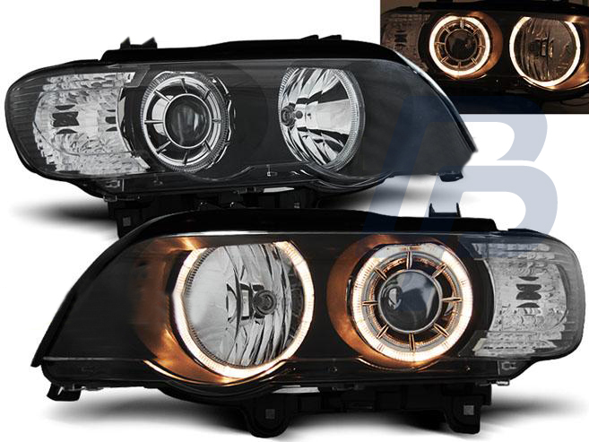 HEADLIGHTS BMW X5 E53 09.99-10.03 ANGEL EYES BLACK XENON - 2