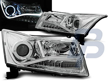 STRÅLKASTARE CHEVROLET AVEO 03-06 ANGEL EYES SVARTA
