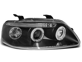 STRÅLKASTARE CHEVROLET AVEO 03-06 ANGEL EYES SVARTA
