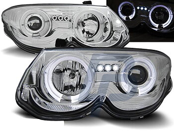 STRÅLKASTARE CHRYSLER 300 M 99-04 ANGEL EYES KROMADE